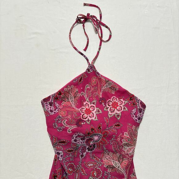 00's VTG Y2K Pink Fairy Top Asymmetrical Hem Tie Neck M - Picture 3 of 5